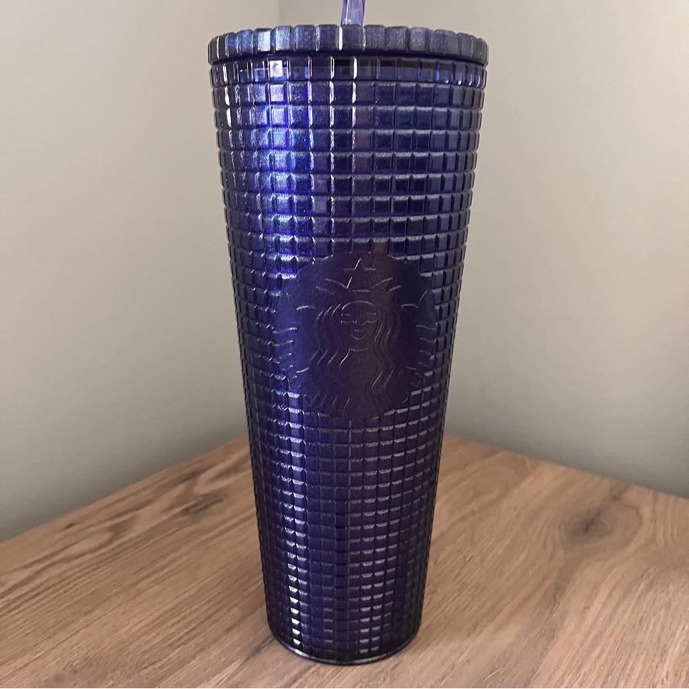 2023 Starbucks Blueberry Glitter Grid 24oz Cold Cup Tumbler